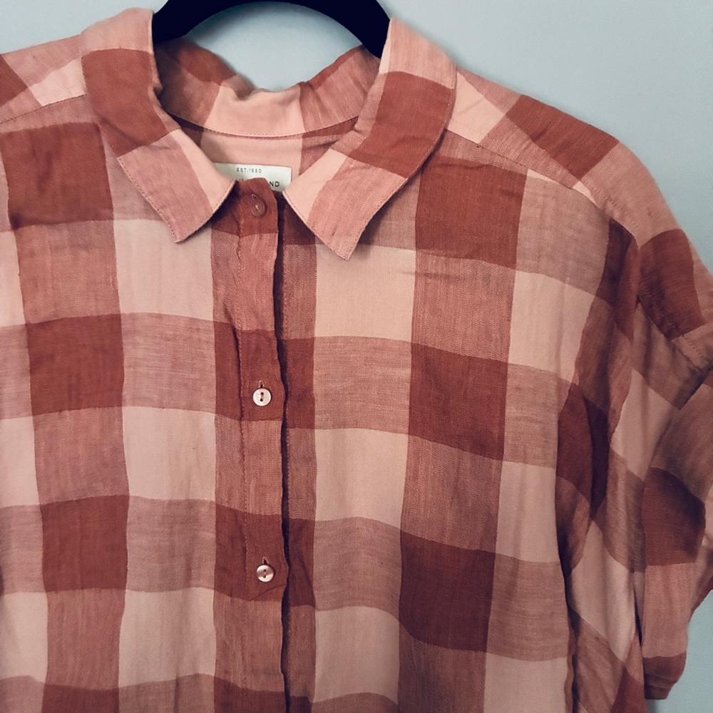 Lucky Brand Dusty Pink Gingham Button-Up Shirt
